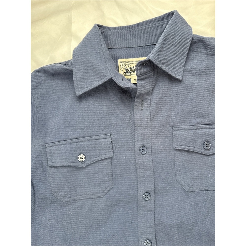 Schott Bros Men's Heavy Cotton Over Shirt Button Up Sz M Navy Workwear Heritage